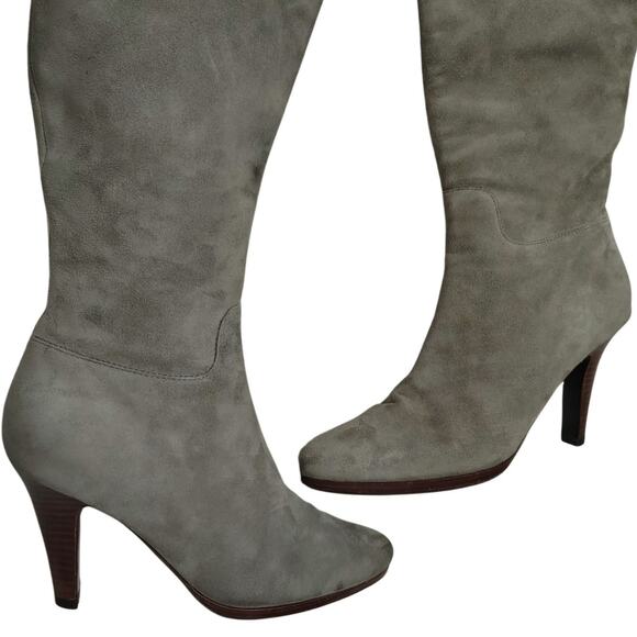 Leather Cole Haan Nike Collaboration Gray Suede Tall Zip Up Boots Size 7.5 AA - Picture 2 of 10